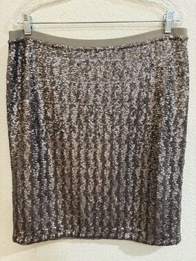 J. Jill Taupe Sequin Pencil Skirt Large Petite